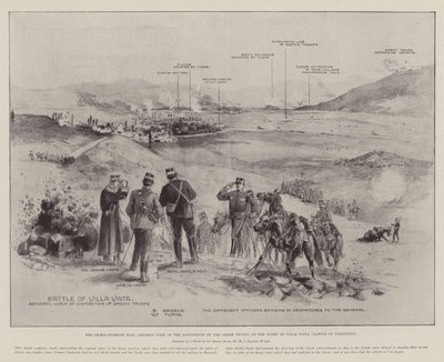 De Grieks-Turkse Oorlog, algemeen overzicht van de opstelling van de Griekse troepen bij de slag van Villa Vista (Slag bij Velestino) door Henry Charles Seppings Wright
